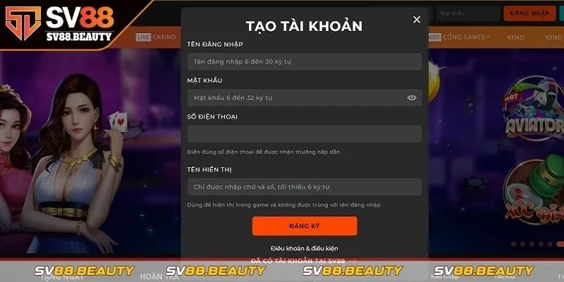 Hướng dẫn đăng ký SV88 cho tân binh